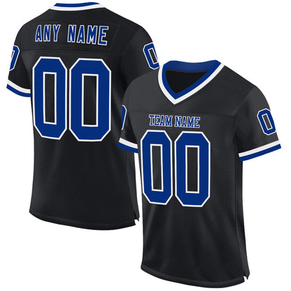 Custom Black Royal-White Mesh Authentic Throwback Football Jersey - Sky-Custom