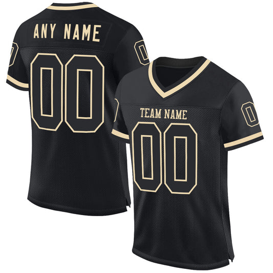 Custom Black Cream Mesh Authentic Throwback Football Jersey - Sky-Custom