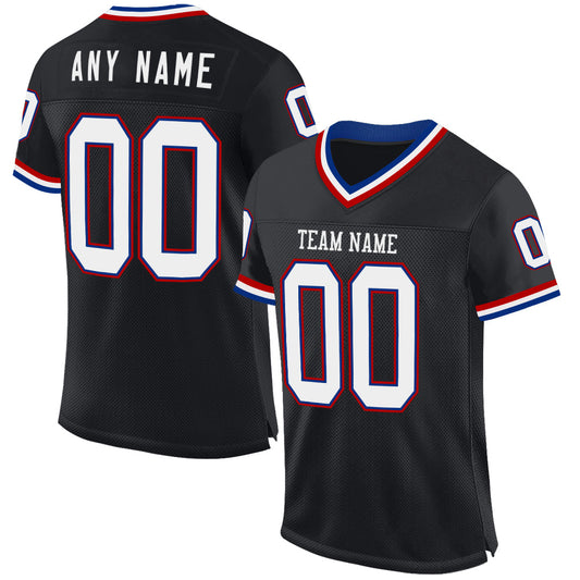 Custom Black Royal-Red Mesh Authentic Throwback Football Jersey - Sky-Custom