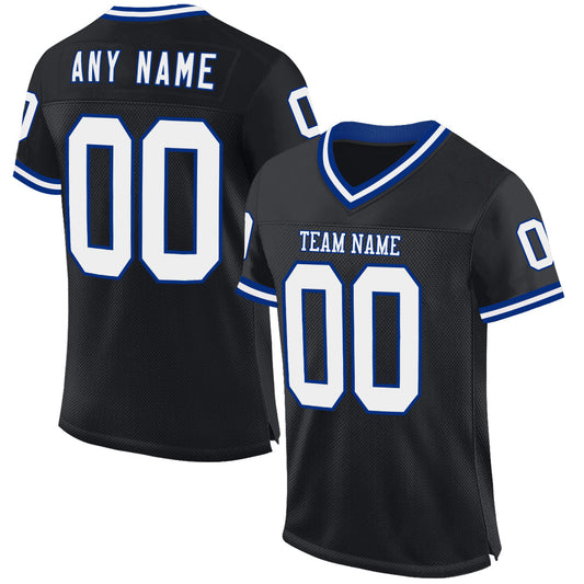 Custom Black White-Royal Mesh Authentic Throwback Football Jersey - Sky-Custom