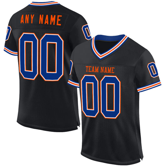 Custom Black Royal-Orange Mesh Authentic Throwback Football Jersey - Sky-Custom