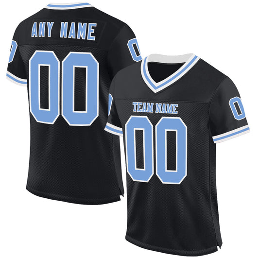 Custom Black Light Blue-White Mesh Authentic Throwback Football Jersey - Sky-Custom