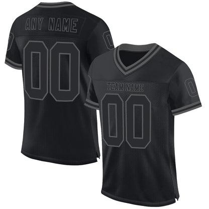 Custom Black Steel Gray Mesh Authentic Throwback Football Jersey - Sky-Custom