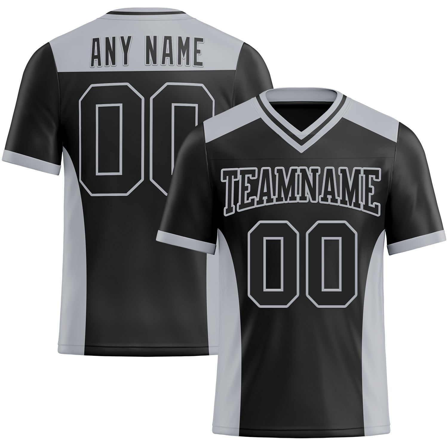 Custom Black Gray Mesh Authentic Football Jersey - Sky-Custom