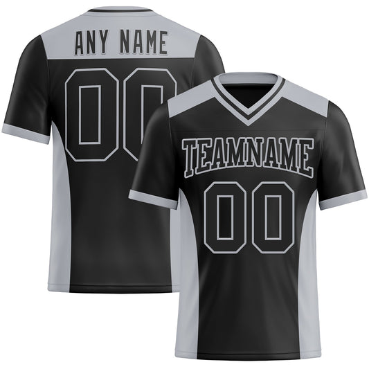 Custom Black Gray Mesh Authentic Football Jersey - Sky-Custom