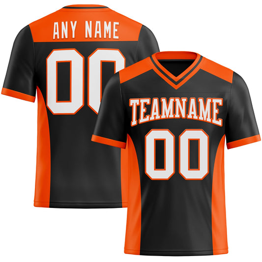 Custom Black White-Orange Mesh Authentic Football Jersey - Sky-Custom