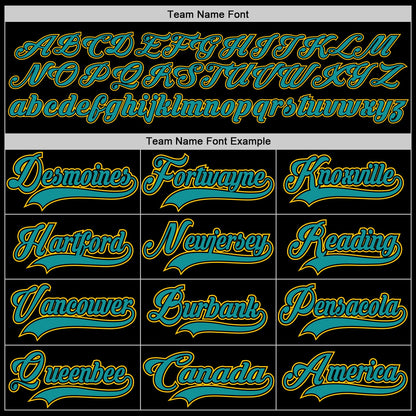 Custom Black Teal-Yellow Hockey Lace Neck Jersey - Sky-Custom