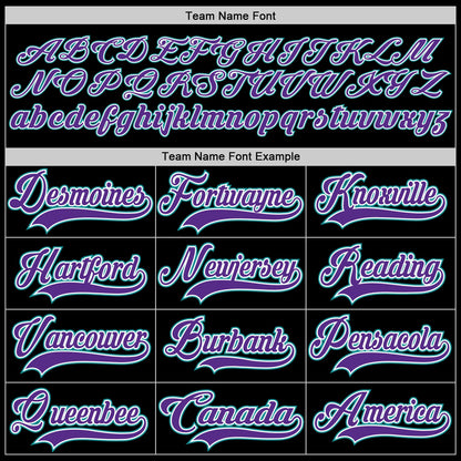 Custom Black Purple-Teal Hockey Lace Neck Jersey - Sky-Custom
