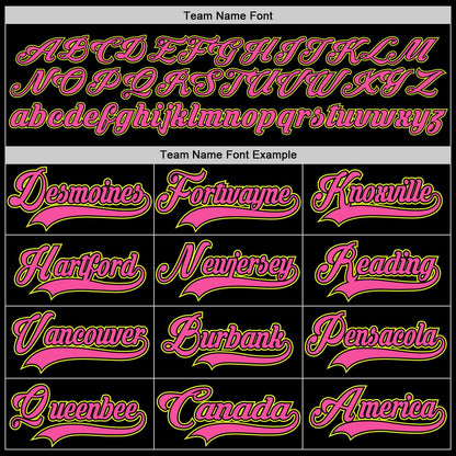 Custom Black Pink-Neon Yellow Hockey Lace Neck Jersey - Sky-Custom