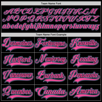Custom Black Pink-Light Blue Hockey Lace Neck Jersey - Sky-Custom