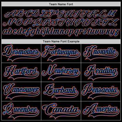 Custom Black Powder Blue-Orange Hockey Lace Neck Jersey - Sky-Custom
