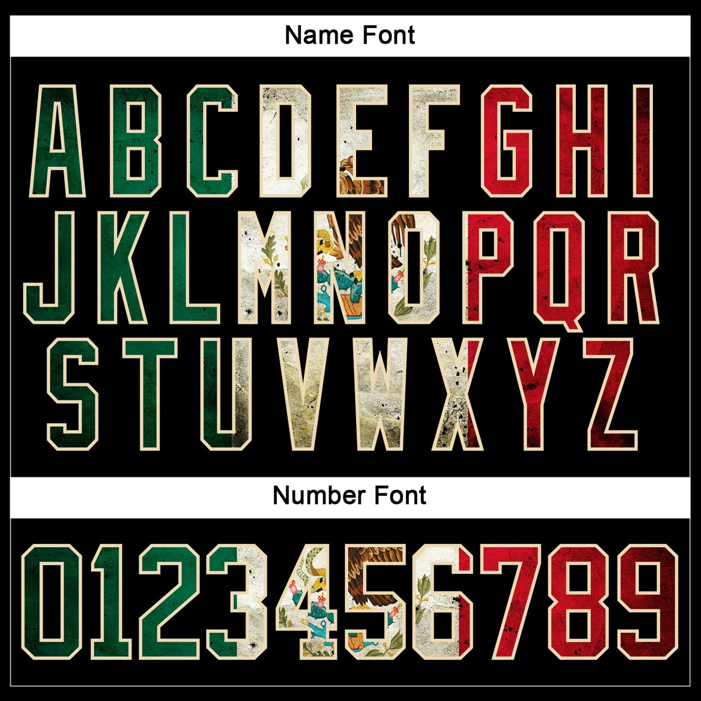 Custom Black Vintage Mexican Flag Cream Red-Kelly Green Hockey Lace Neck Jersey - Sky-Custom