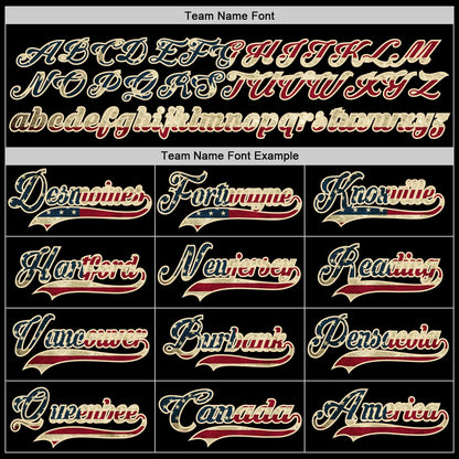 Custom Black Vintage USA Flag Cream-Crimson Hockey Lace Neck Jersey - Sky-Custom
