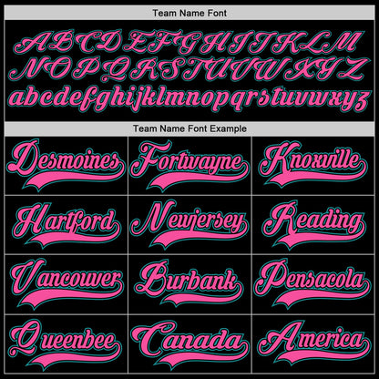 Custom Black Pink-Teal Hockey Lace Neck Jersey - Sky-Custom