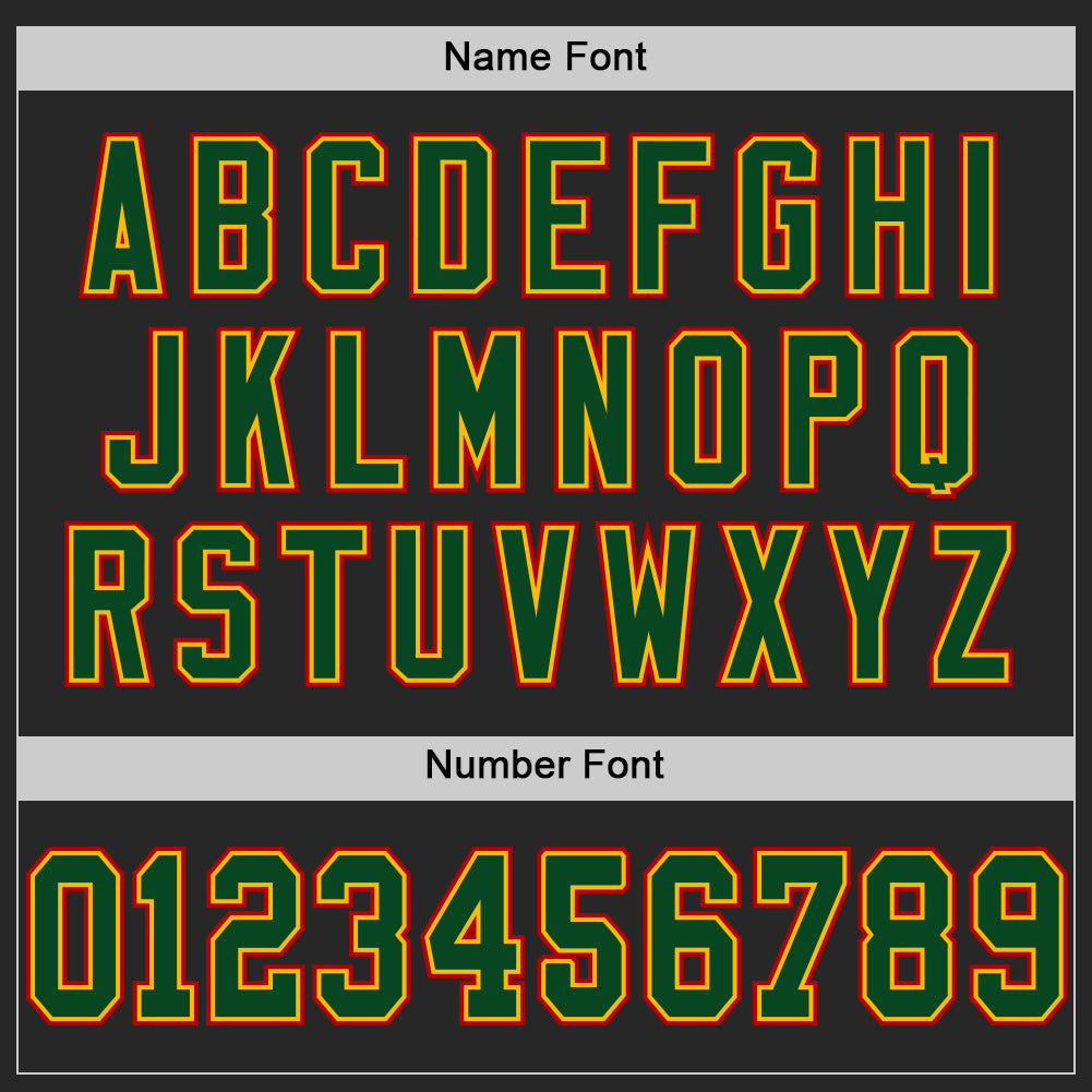 Custom Black Green Gold-Red Mesh Authentic Throwback Football Jersey - Sky-Custom