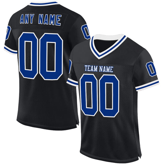 Custom Black Royal-White Mesh Authentic Throwback Football Jersey - Sky-Custom