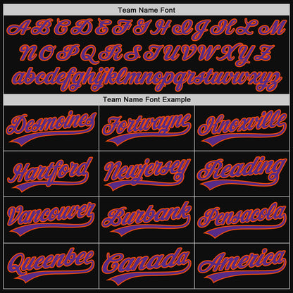 Custom Black Purple-Orange Authentic Throwback Baseball Jersey - Sky-Custom