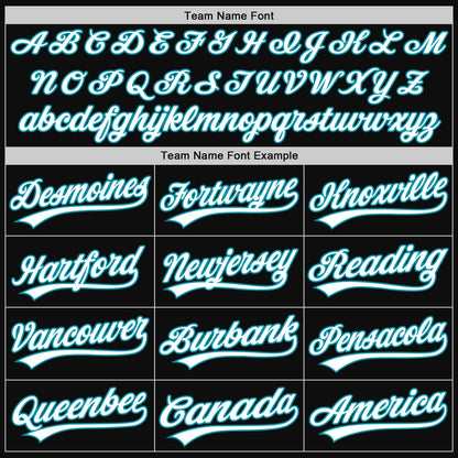 Custom Black White-Teal Authentic Throwback Baseball Jersey - Sky-Custom