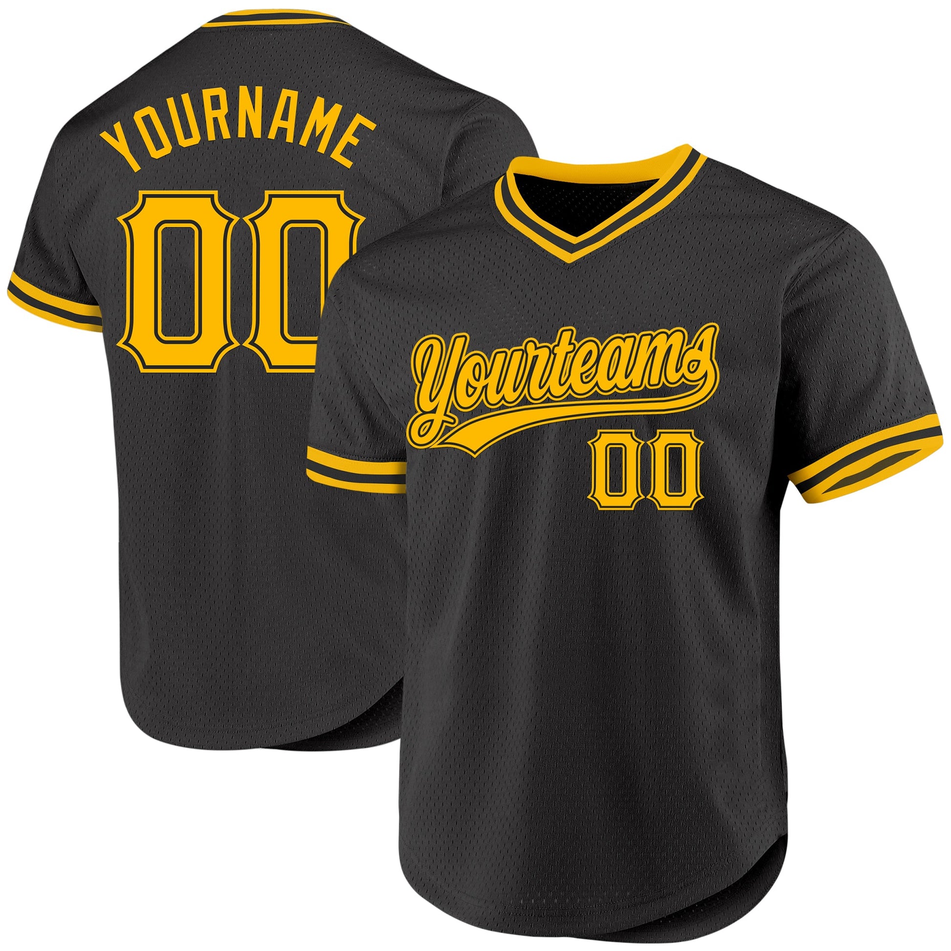 Custom Black Gold Authentic Throwback Baseball Jersey - Sky-Custom