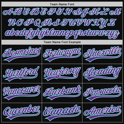 Custom Black Teal-Purple Authentic Throwback Baseball Jersey - Sky-Custom