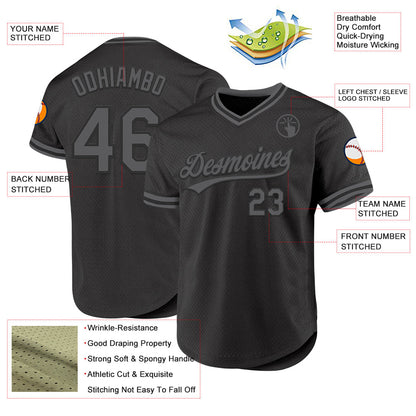 Custom Black Steel Gray Authentic Throwback Baseball Jersey - Sky-Custom
