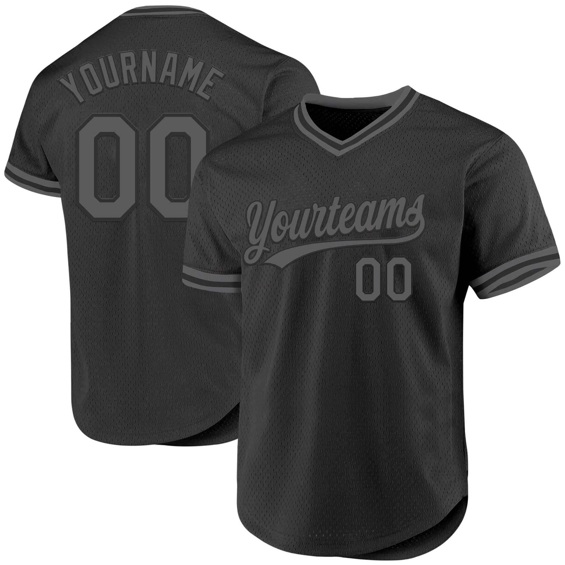 Custom Black Steel Gray Authentic Throwback Baseball Jersey - Sky-Custom