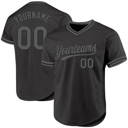 Custom Black Steel Gray Authentic Throwback Baseball Jersey - Sky-Custom