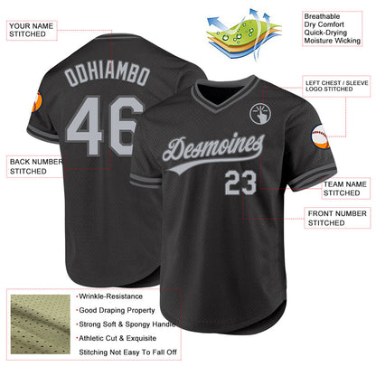Custom Black Gray-Steel Gray Authentic Throwback Baseball Jersey - Sky-Custom