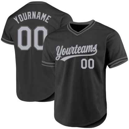 Custom Black Gray-Steel Gray Authentic Throwback Baseball Jersey - Sky-Custom