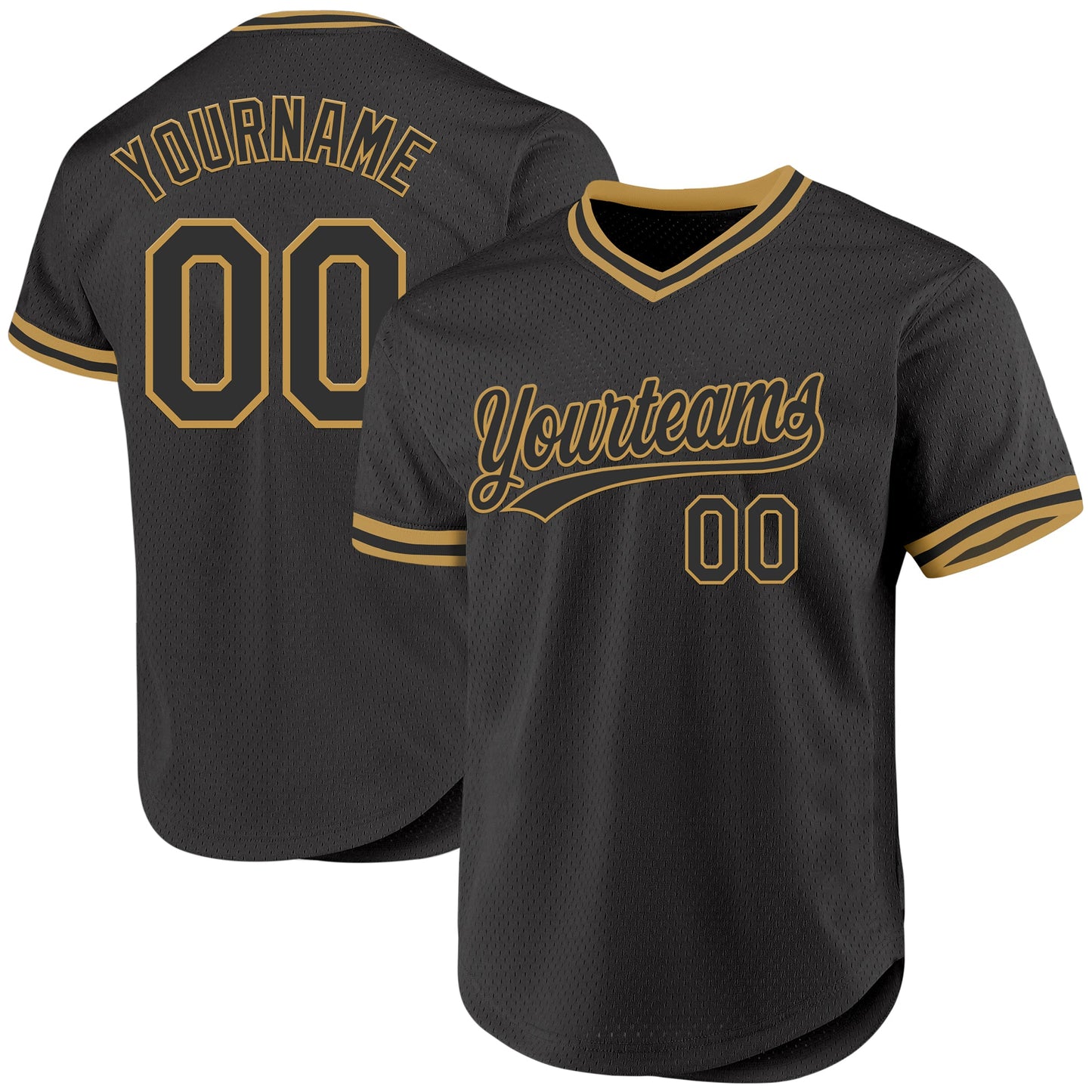 Custom Black Old Gold Authentic Throwback Baseball Jersey - Sky-Custom