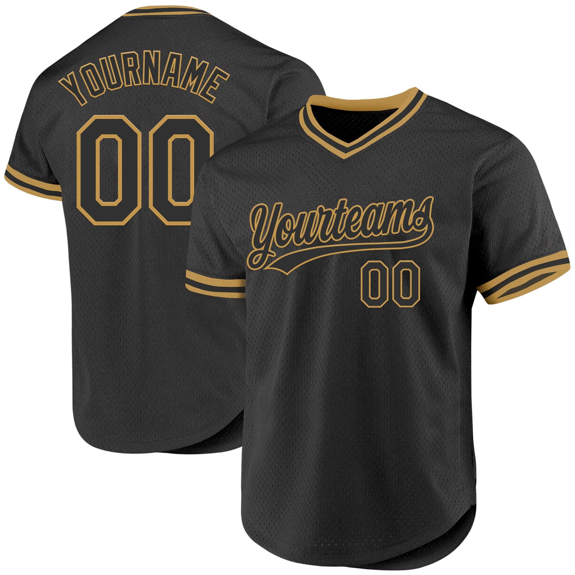 Custom Black Old Gold Authentic Throwback Baseball Jersey - Sky-Custom