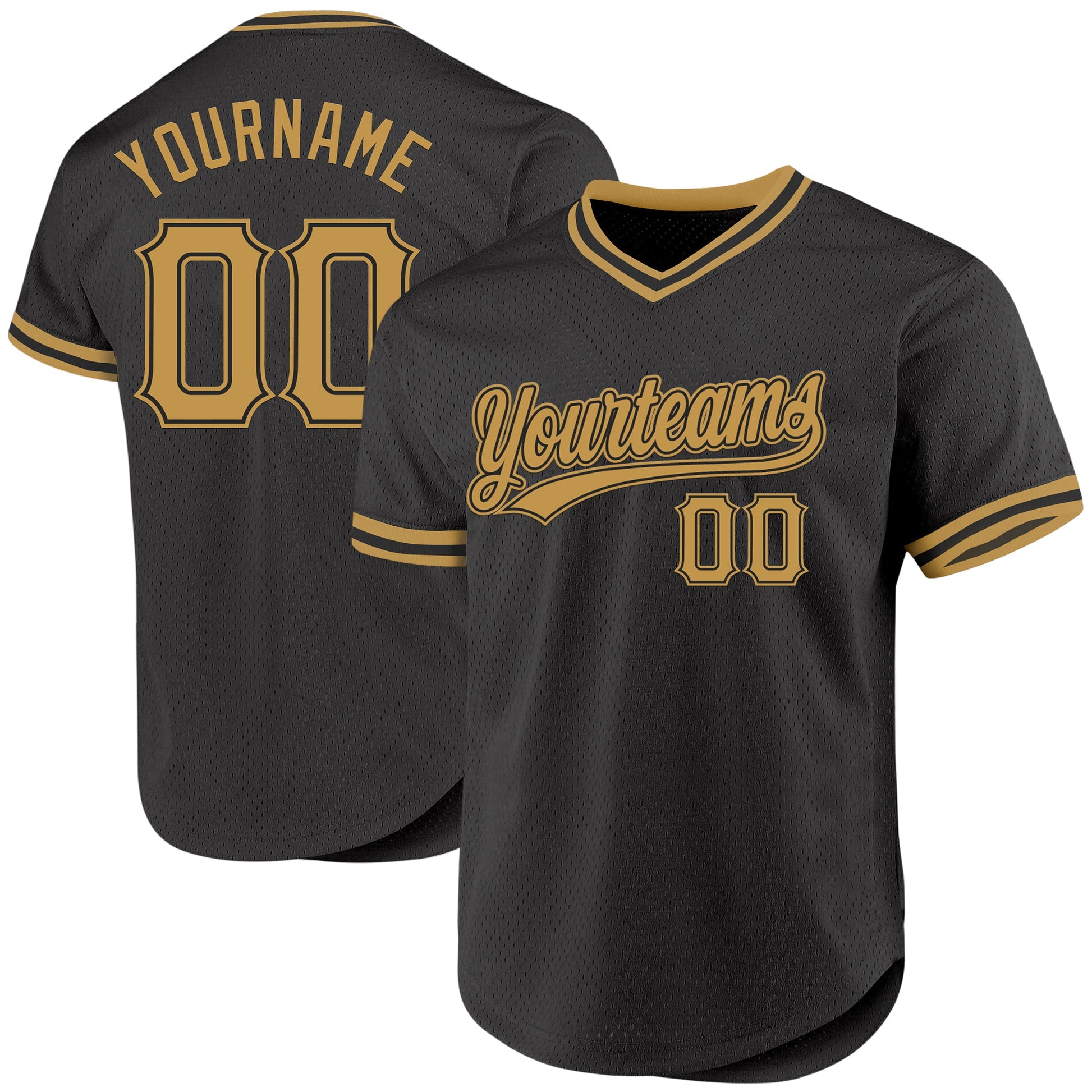 Custom Black Old Gold Authentic Throwback Baseball Jersey - Sky-Custom