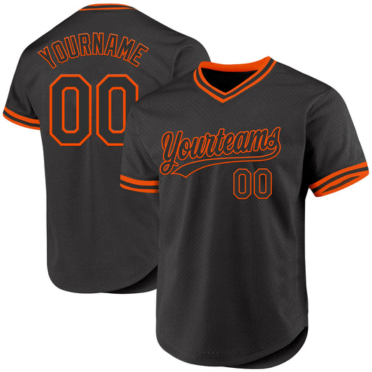 Custom Black Orange Authentic Throwback Baseball Jersey - Sky-Custom