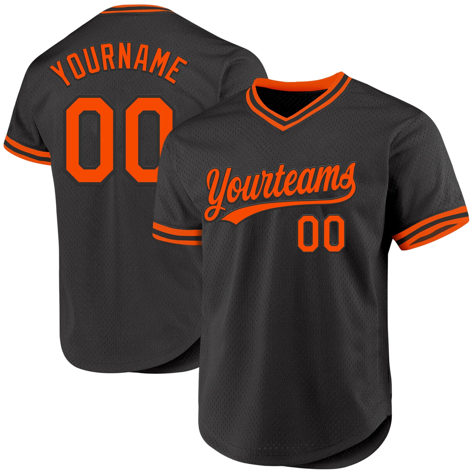 Custom Black Orange Authentic Throwback Baseball Jersey - Sky-Custom
