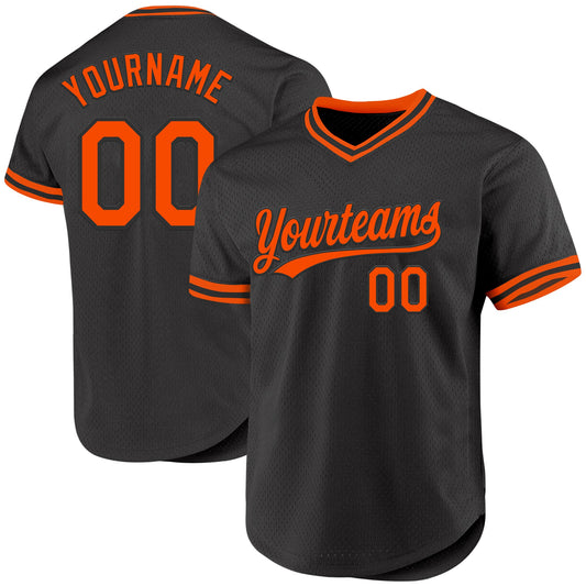 Custom Black Orange Authentic Throwback Baseball Jersey - Sky-Custom