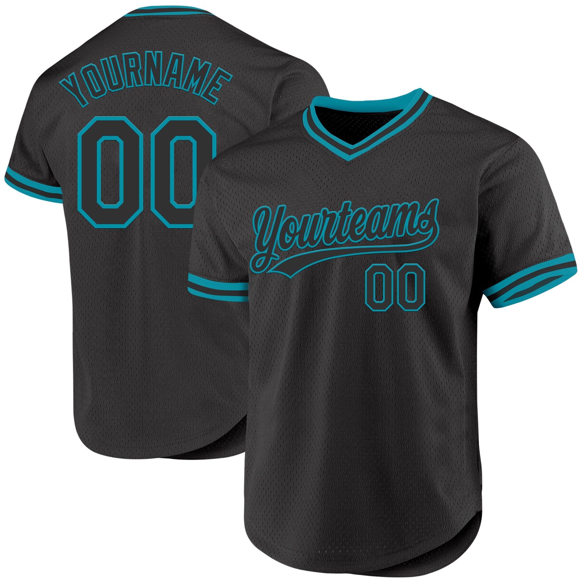 Custom Black Teal Authentic Throwback Baseball Jersey - Sky-Custom