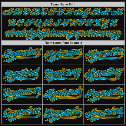 Custom Black Teal-Yellow Authentic Throwback Baseball Jersey - Sky-Custom