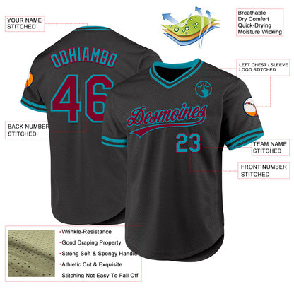 Custom Black Maroon-Yellow Authentic Throwback Baseball Jersey - Sky-Custom
