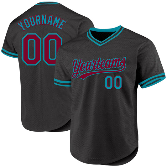 Custom Black Maroon-Yellow Authentic Throwback Baseball Jersey - Sky-Custom