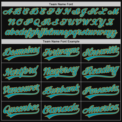 Custom Black Teal-Old Gold Authentic Throwback Baseball Jersey - Sky-Custom