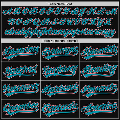 Custom Black Teal-Medium Pink Authentic Throwback Baseball Jersey - Sky-Custom