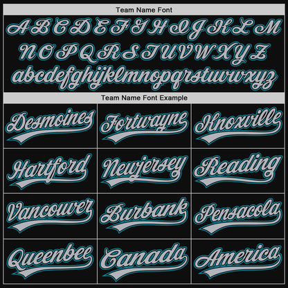 Custom Black Gray-Teal Authentic Throwback Baseball Jersey - Sky-Custom