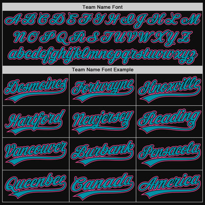Custom Black Pink-Teal Authentic Throwback Baseball Jersey - Sky-Custom