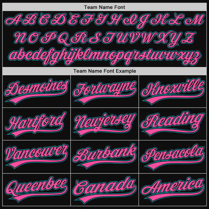 Custom Black Teal-Pink Authentic Throwback Baseball Jersey - Sky-Custom