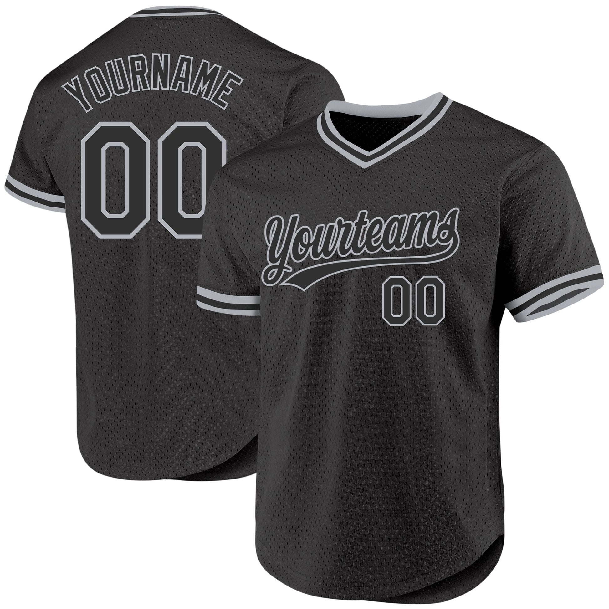 Custom Black Gray Authentic Throwback Baseball Jersey - Sky-Custom