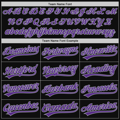 Custom Black Purple-Gray Authentic Throwback Baseball Jersey - Sky-Custom