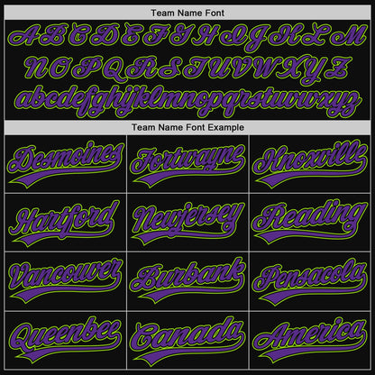 Custom Black Purple-Neon Green Authentic Throwback Baseball Jersey - Sky-Custom