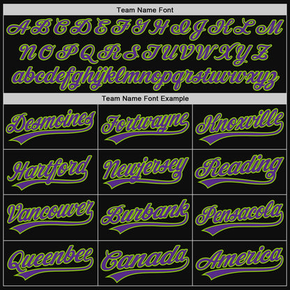Custom Black Purple-Neon Green Authentic Throwback Baseball Jersey - Sky-Custom