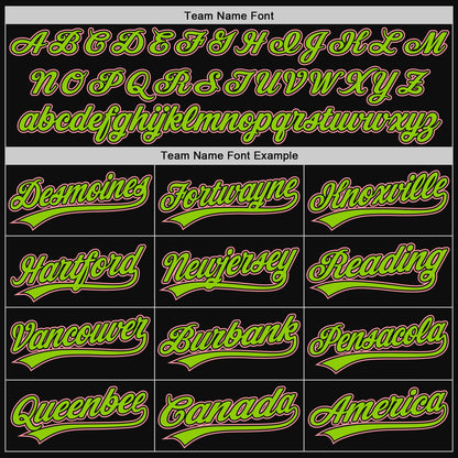 Custom Black Medium Pink-Neon Green Authentic Throwback Baseball Jersey - Sky-Custom