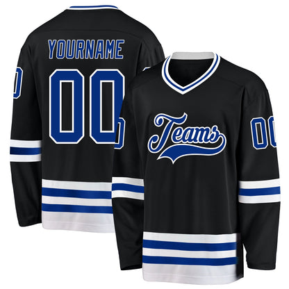 Custom Black Royal-White Hockey Jersey - Sky-Custom